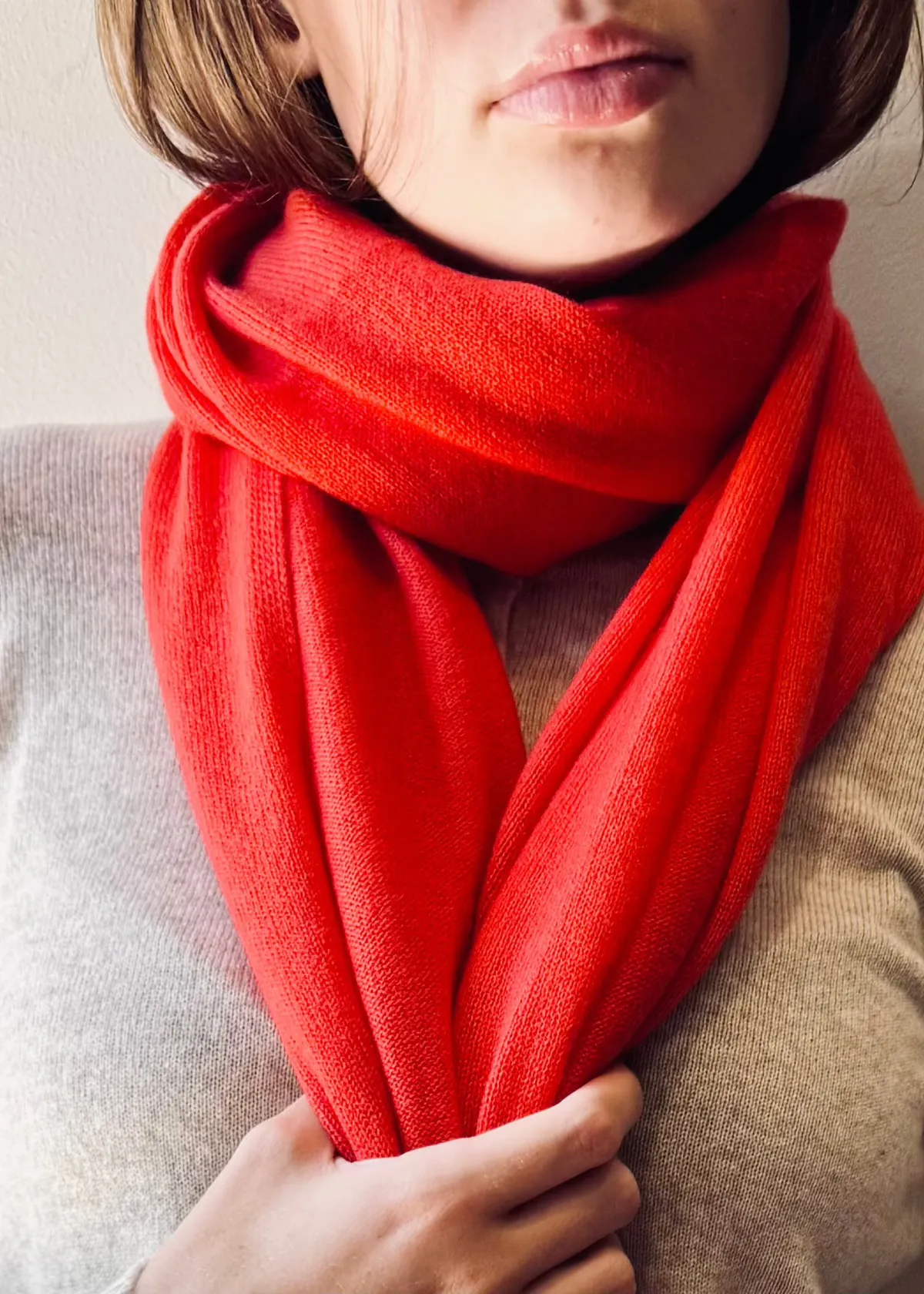 100% Cashmere Scarf in Bright Orange