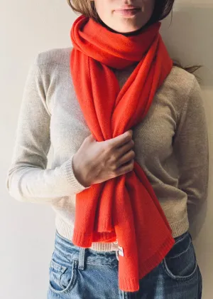 100% Cashmere Scarf in Bright Orange