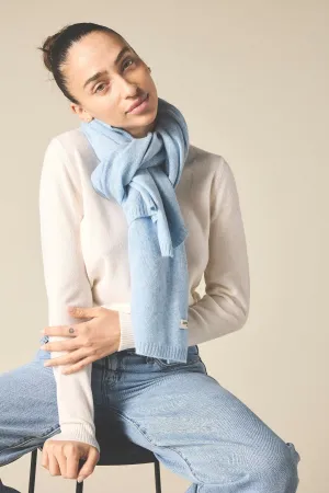 100% Cashmere Scarf in Pale Marle Blue