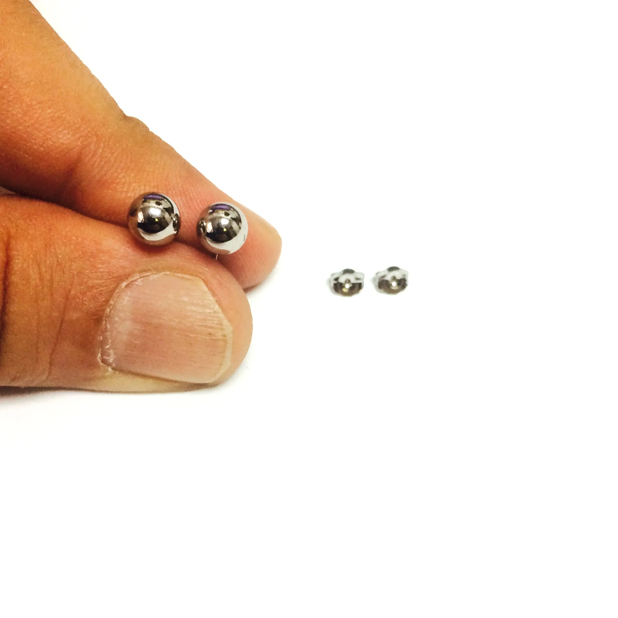 14K White Gold Ball Stud Earrings