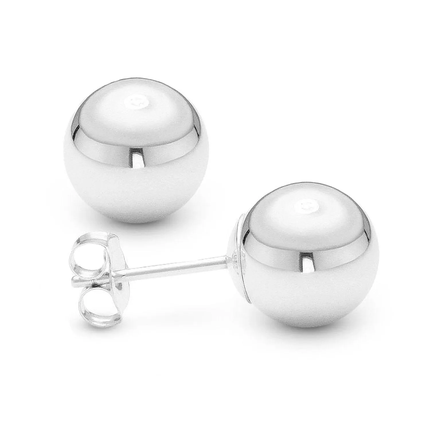 14K White Gold Ball Stud Earrings