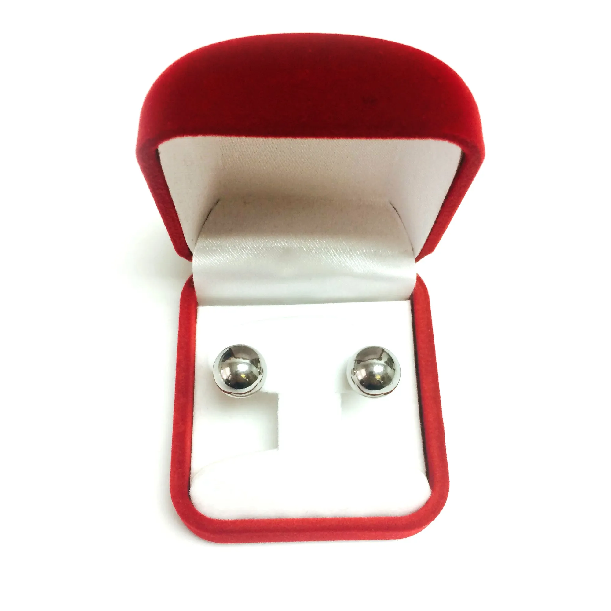 14K White Gold Ball Stud Earrings