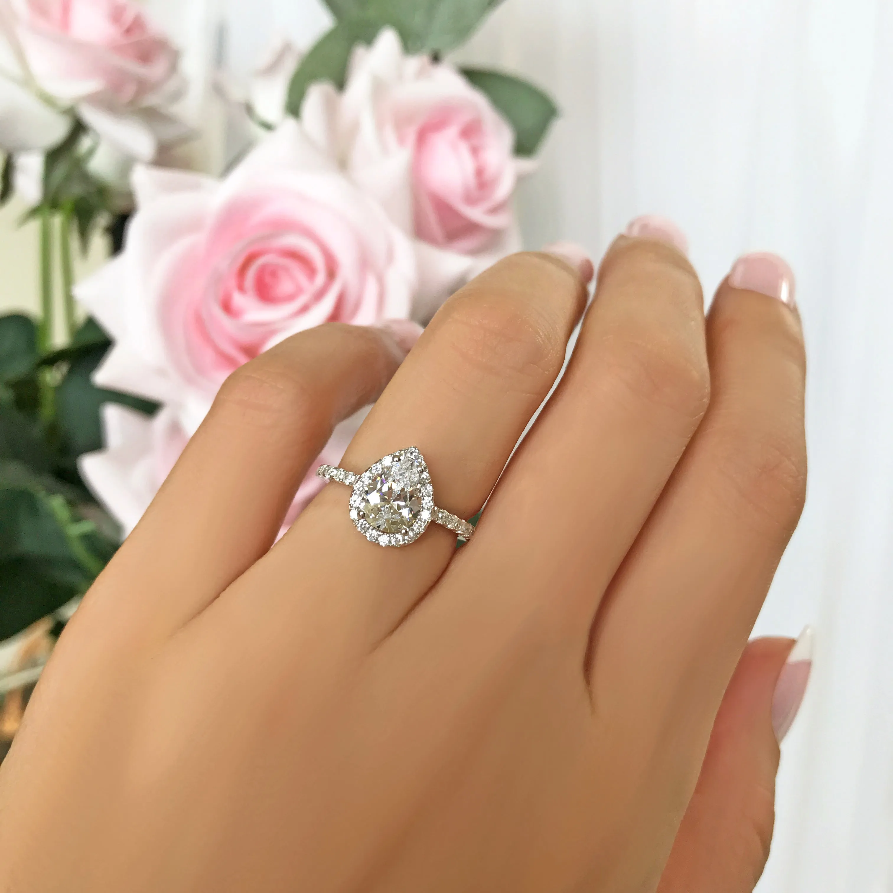 1.5 ctw Pear Halo Ring