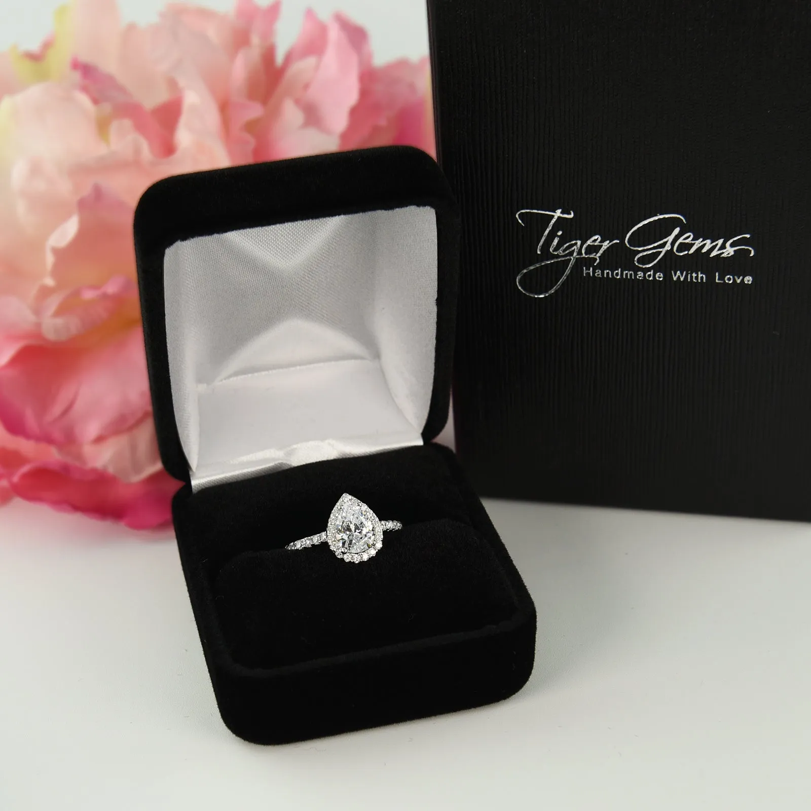 1.5 ctw Pear Halo Ring