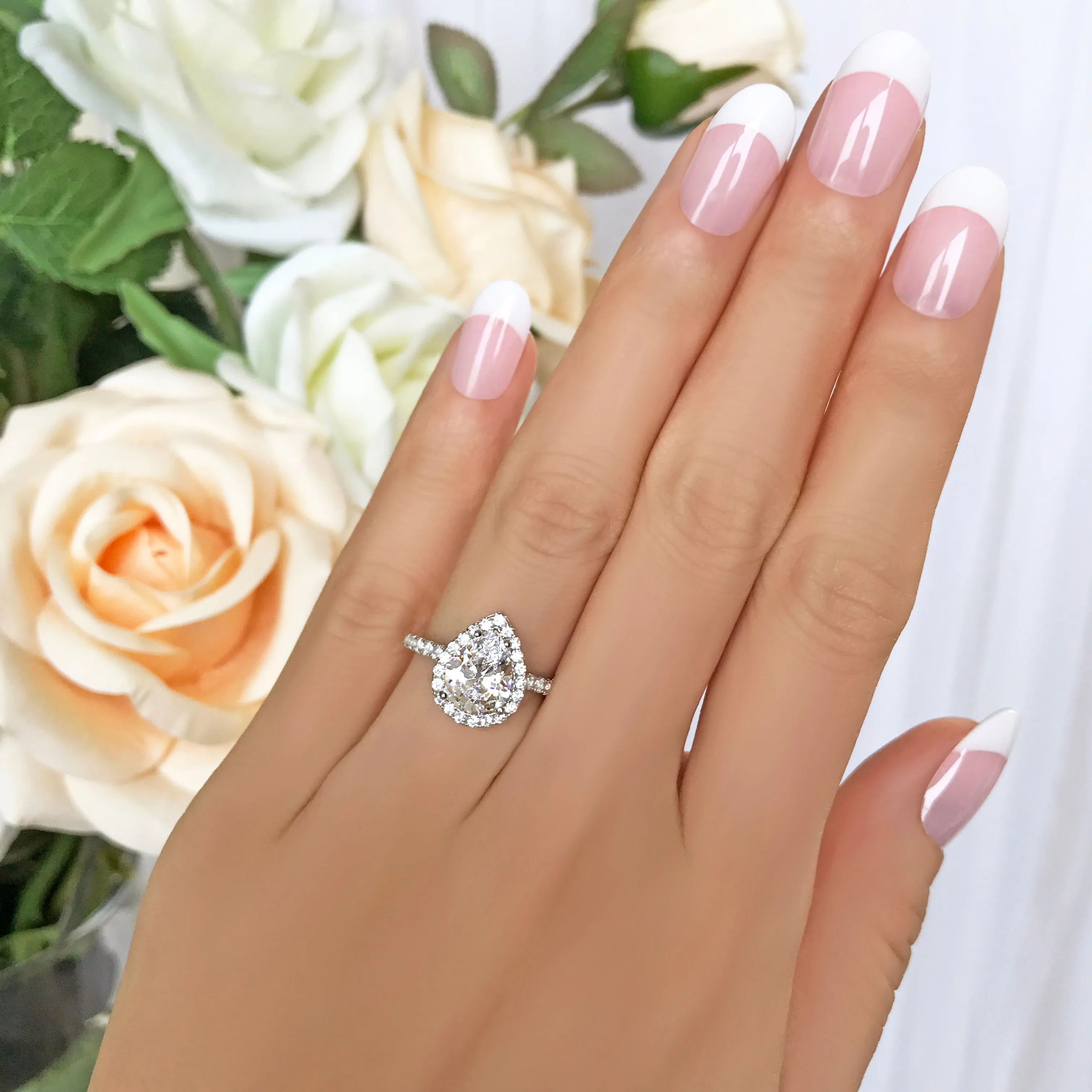 2.5 ctw Pear Halo Ring