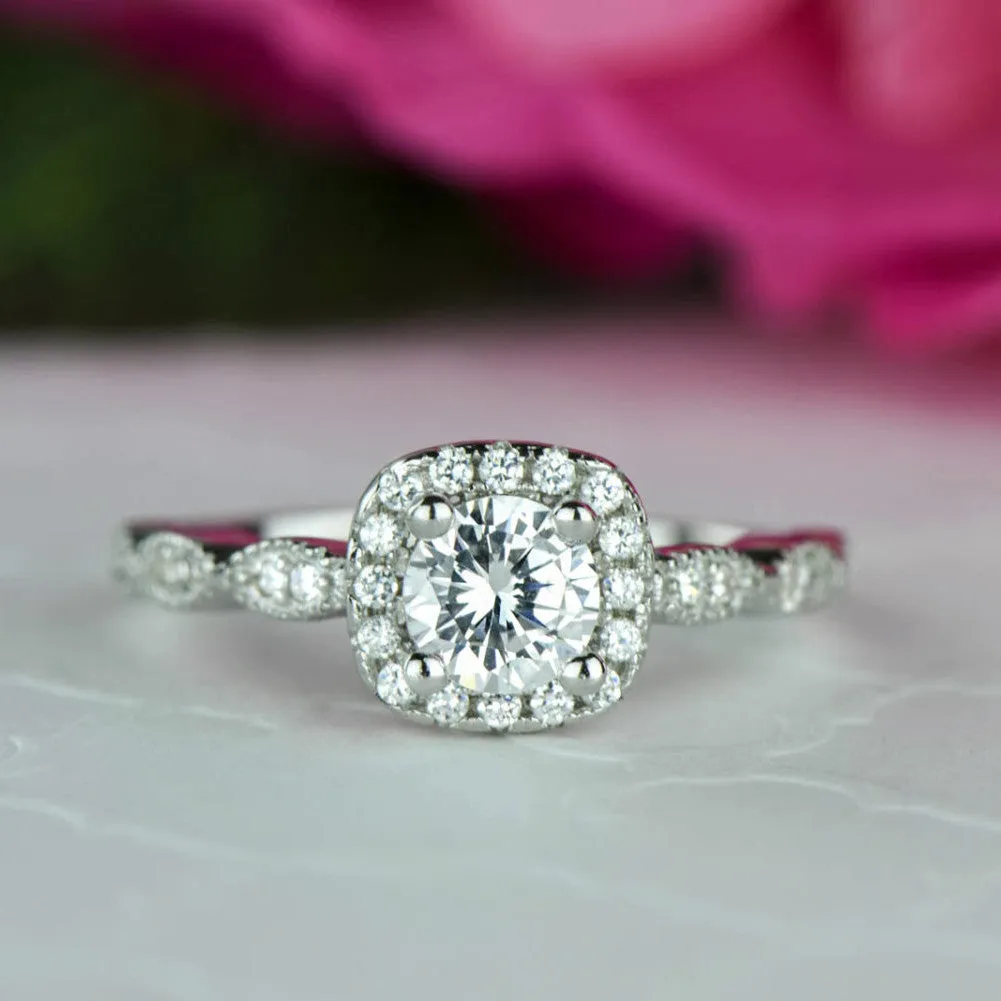 3/4 ctw Art Deco Halo Ring