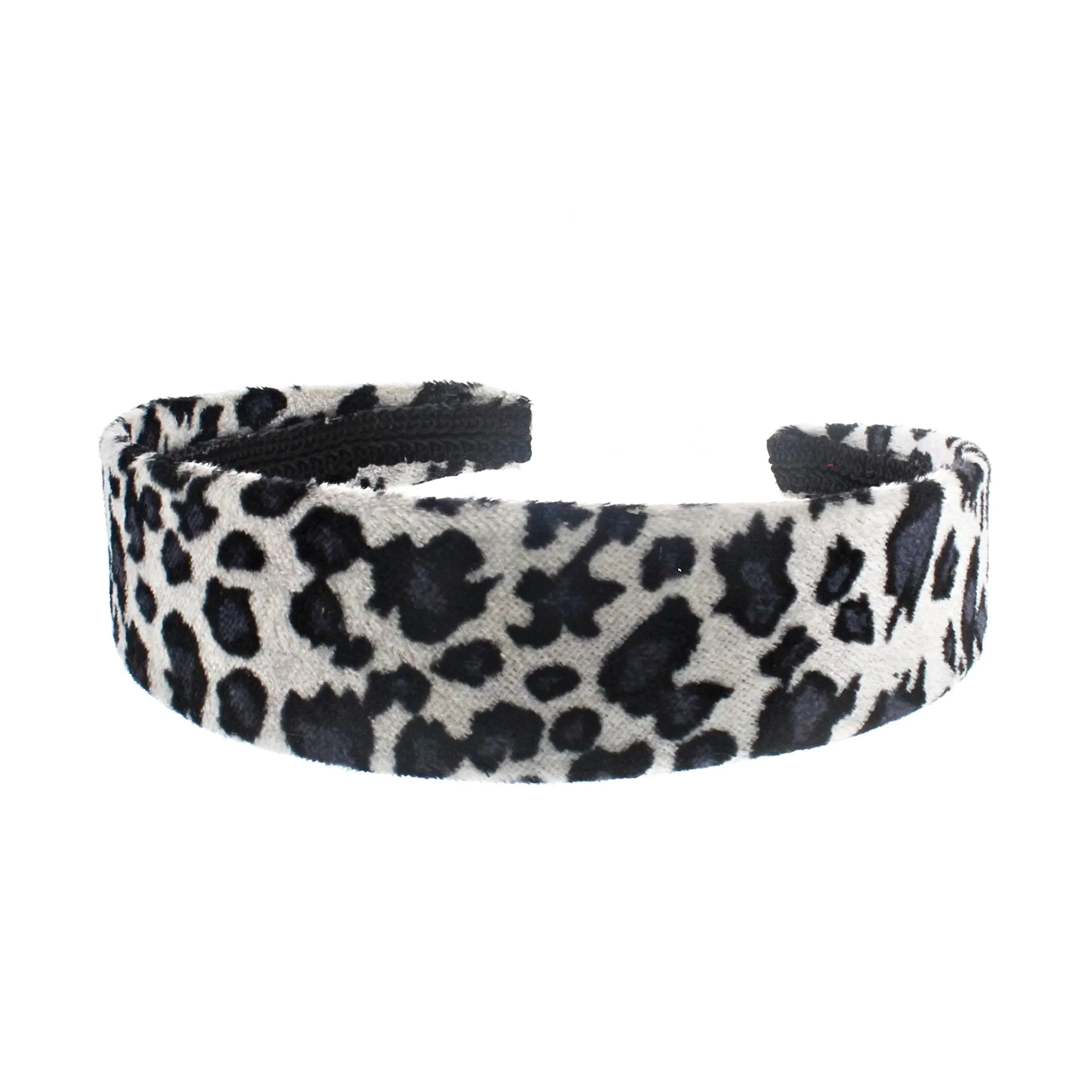 3.5cm White Leopard Print Velvet Aliceband