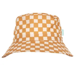 acorn kids: Checkmate Wide Brim Bucket Hat Caramel and Cream