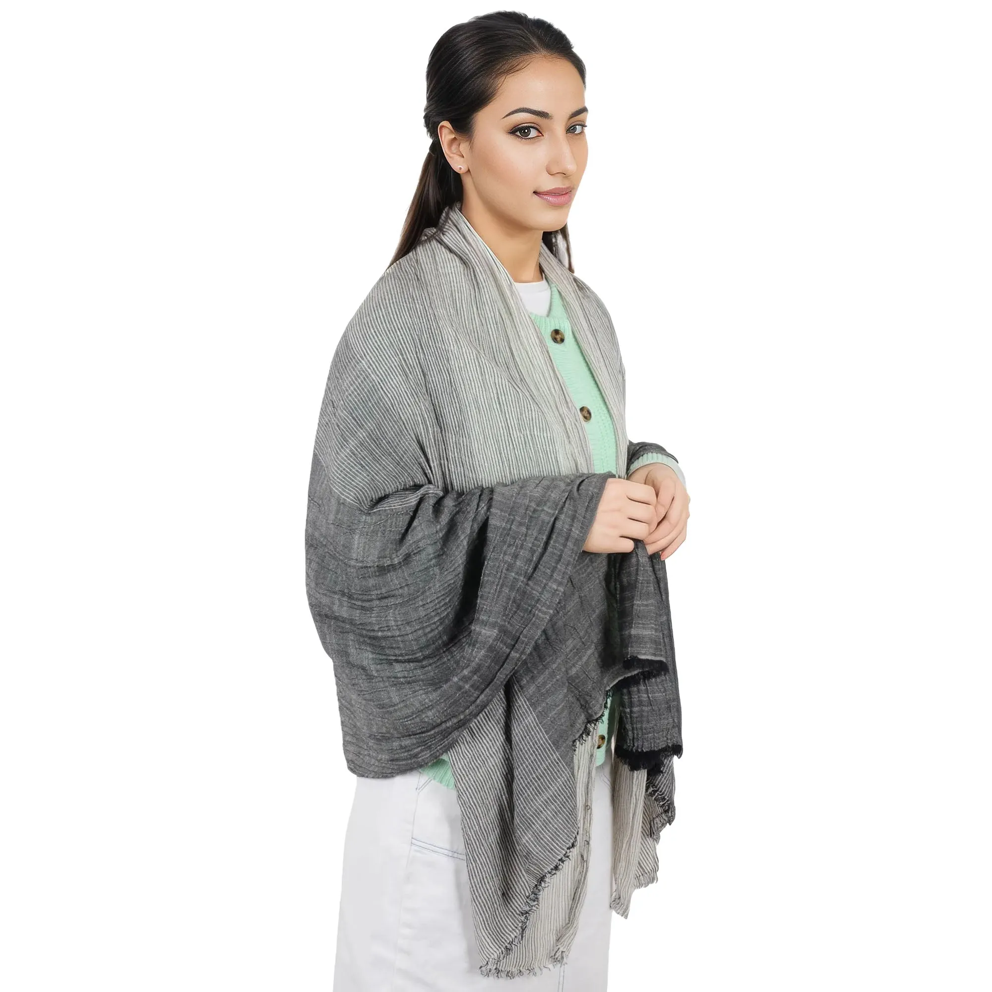 Alilang Lightweight Cotton Linen Scarf Striped Fashion Wrap Shawl for Women Men