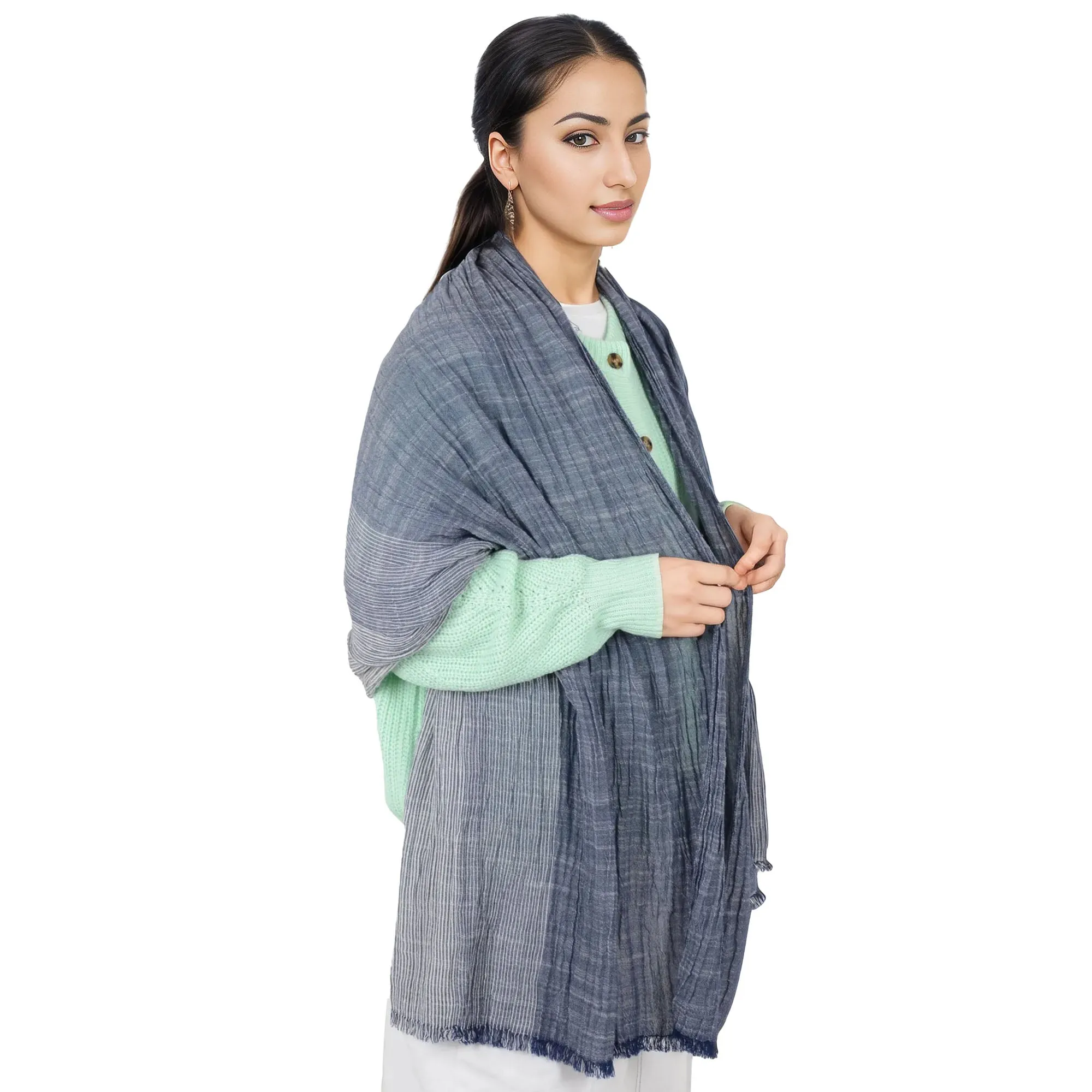 Alilang Lightweight Cotton Linen Scarf Striped Fashion Wrap Shawl for Women Men