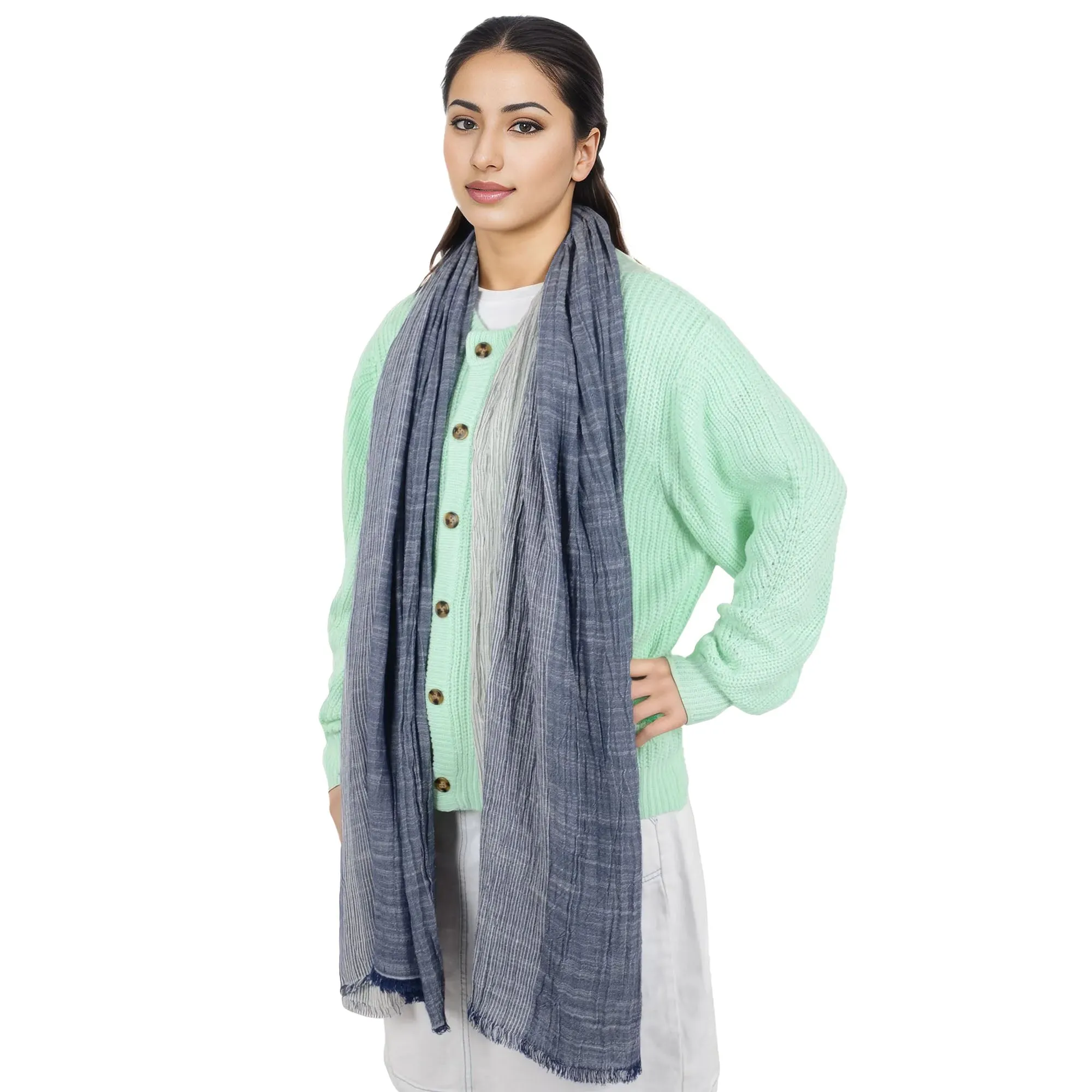 Alilang Lightweight Cotton Linen Scarf Striped Fashion Wrap Shawl for Women Men