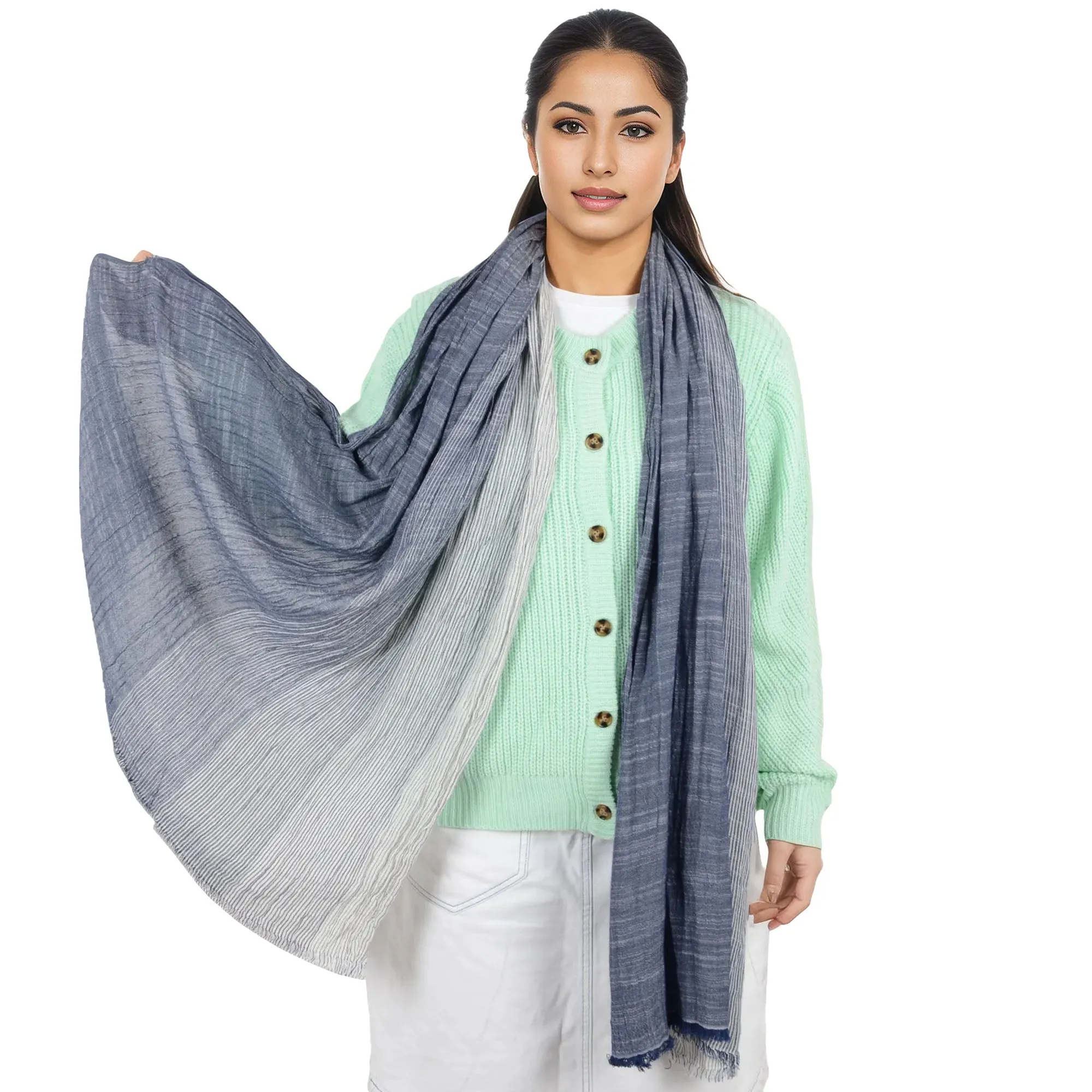 Alilang Lightweight Cotton Linen Scarf Striped Fashion Wrap Shawl for Women Men