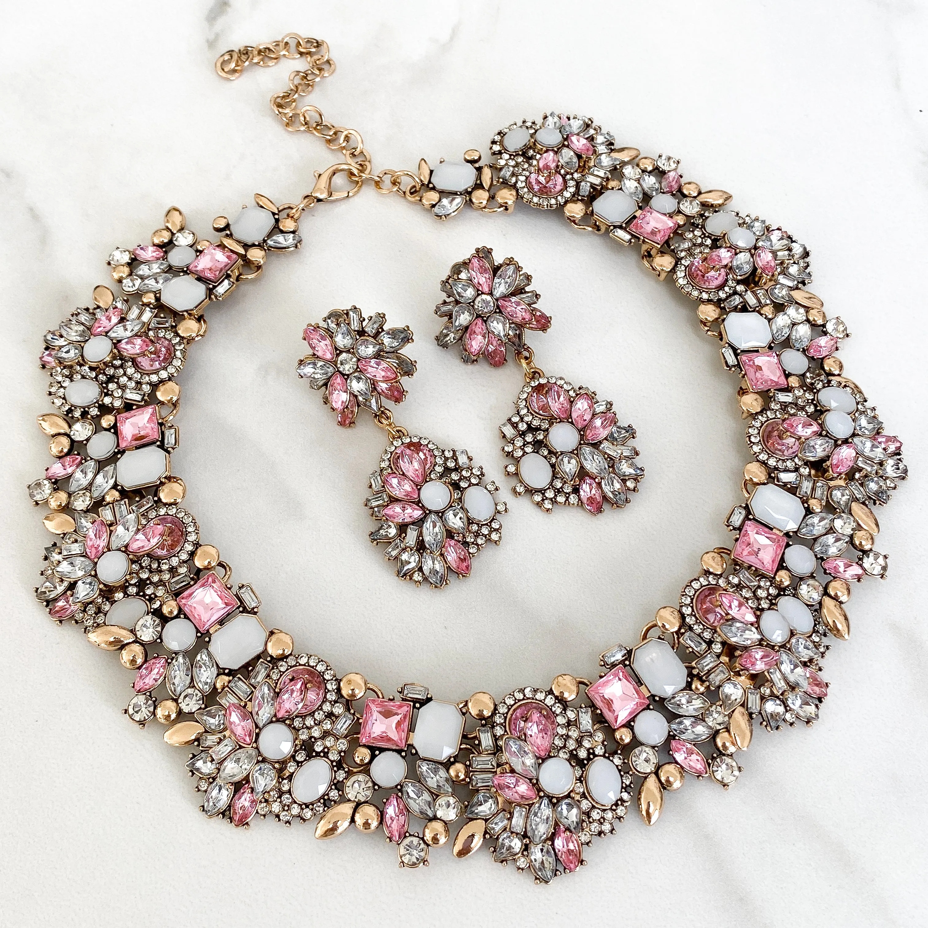 ALISSA Pink Necklace & Earring Set