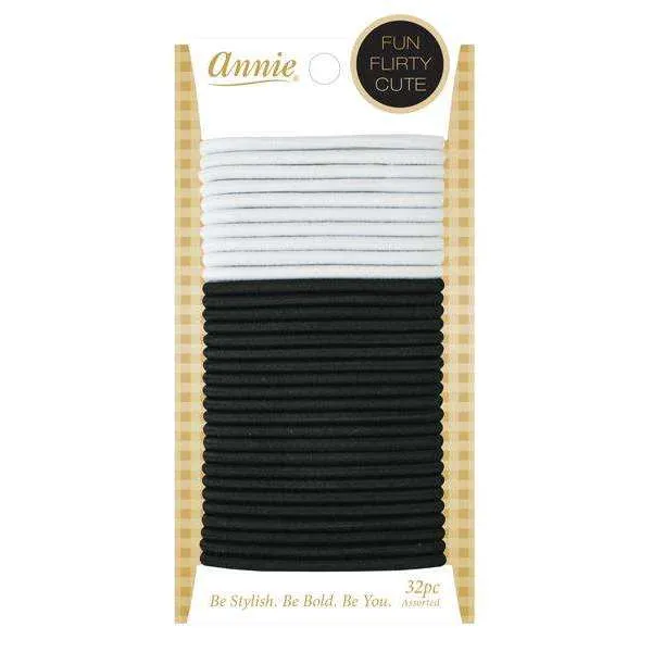 Annie Elastic Ponytailer 32ct White and Black