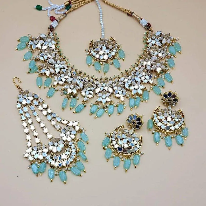 Ansa Mirror Jewellery Set - Mint Green