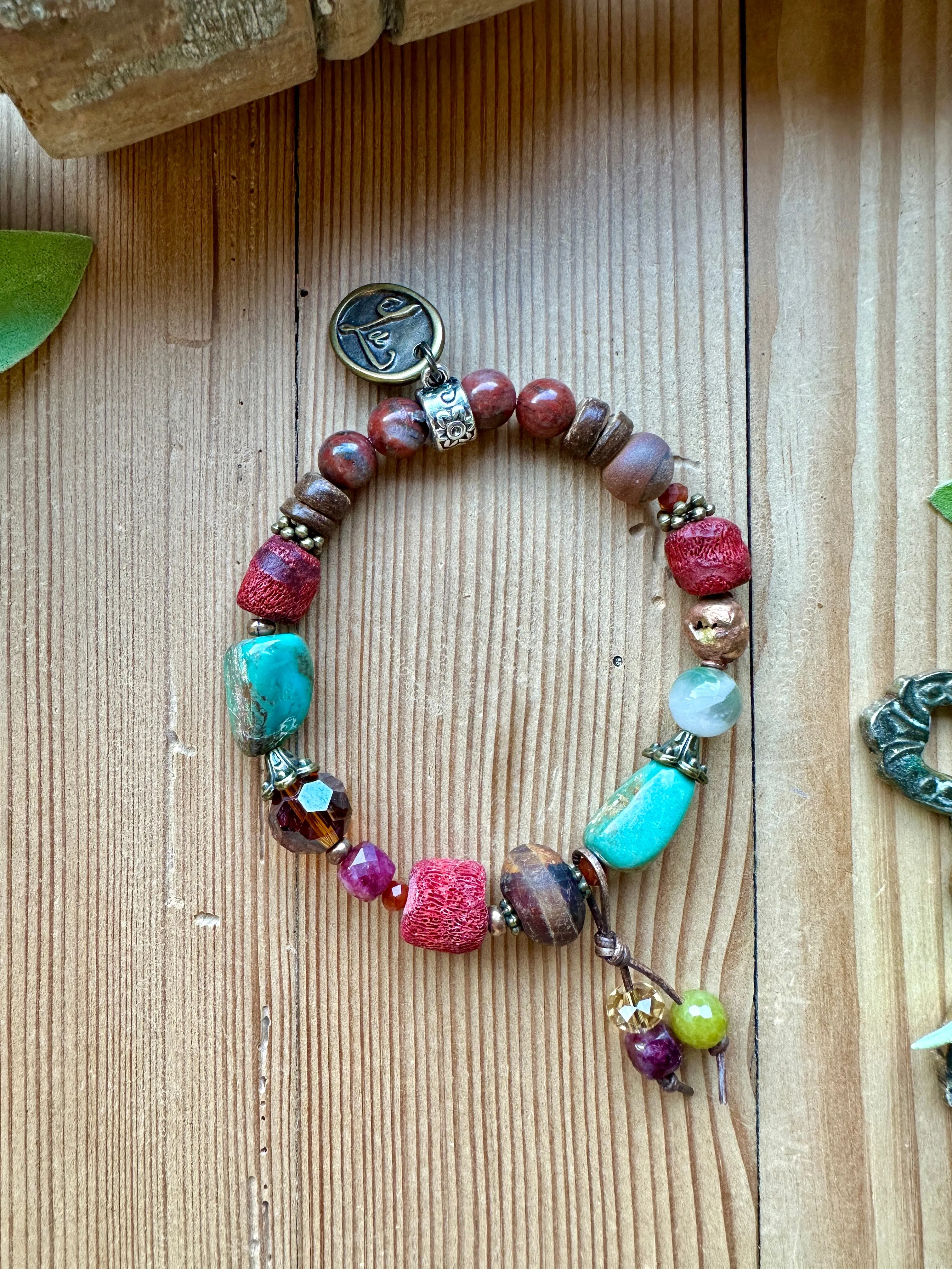 Autumn Spice Beaded Stretchy Bracelet