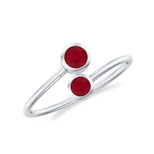 Bezel Set Ruby Two Stone Promise Ring in Bypass Shank