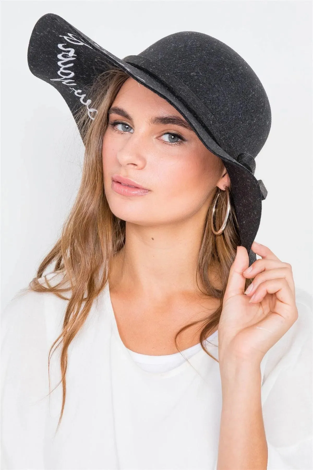 Black Follow Your Dreams Graphic Wide Brim Hat /3 Pieces