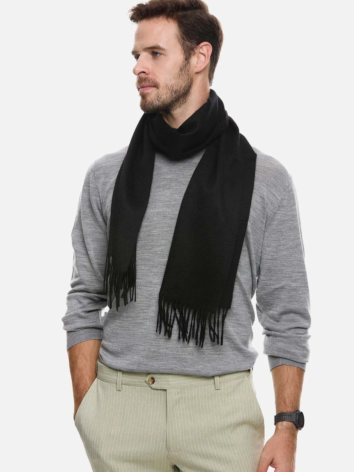 Black Mens Cashmere Scarf