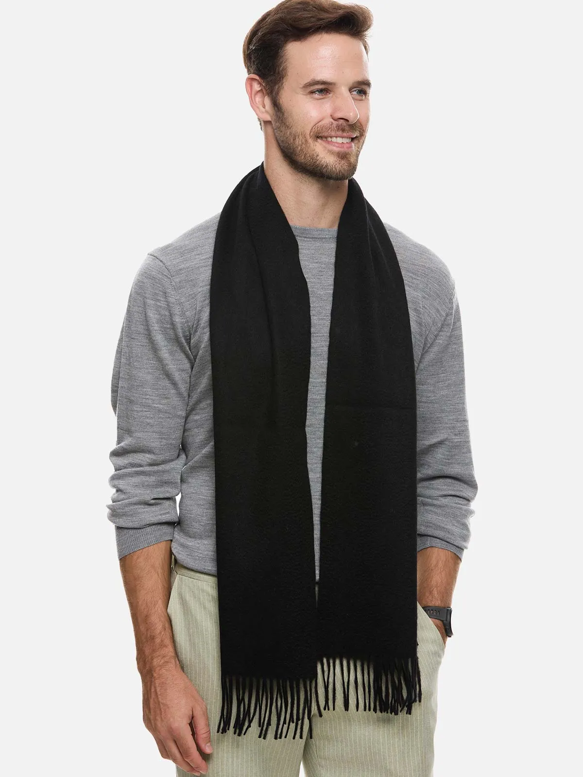 Black Mens Cashmere Scarf