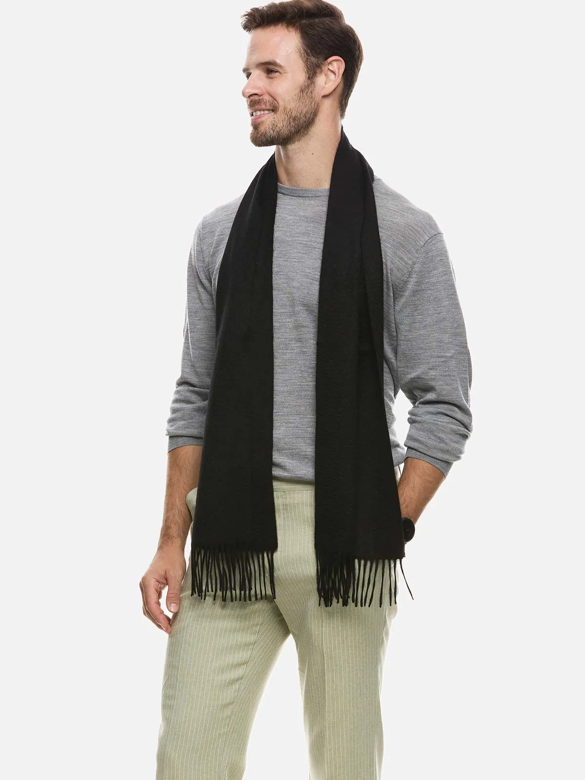 Black Mens Cashmere Scarf