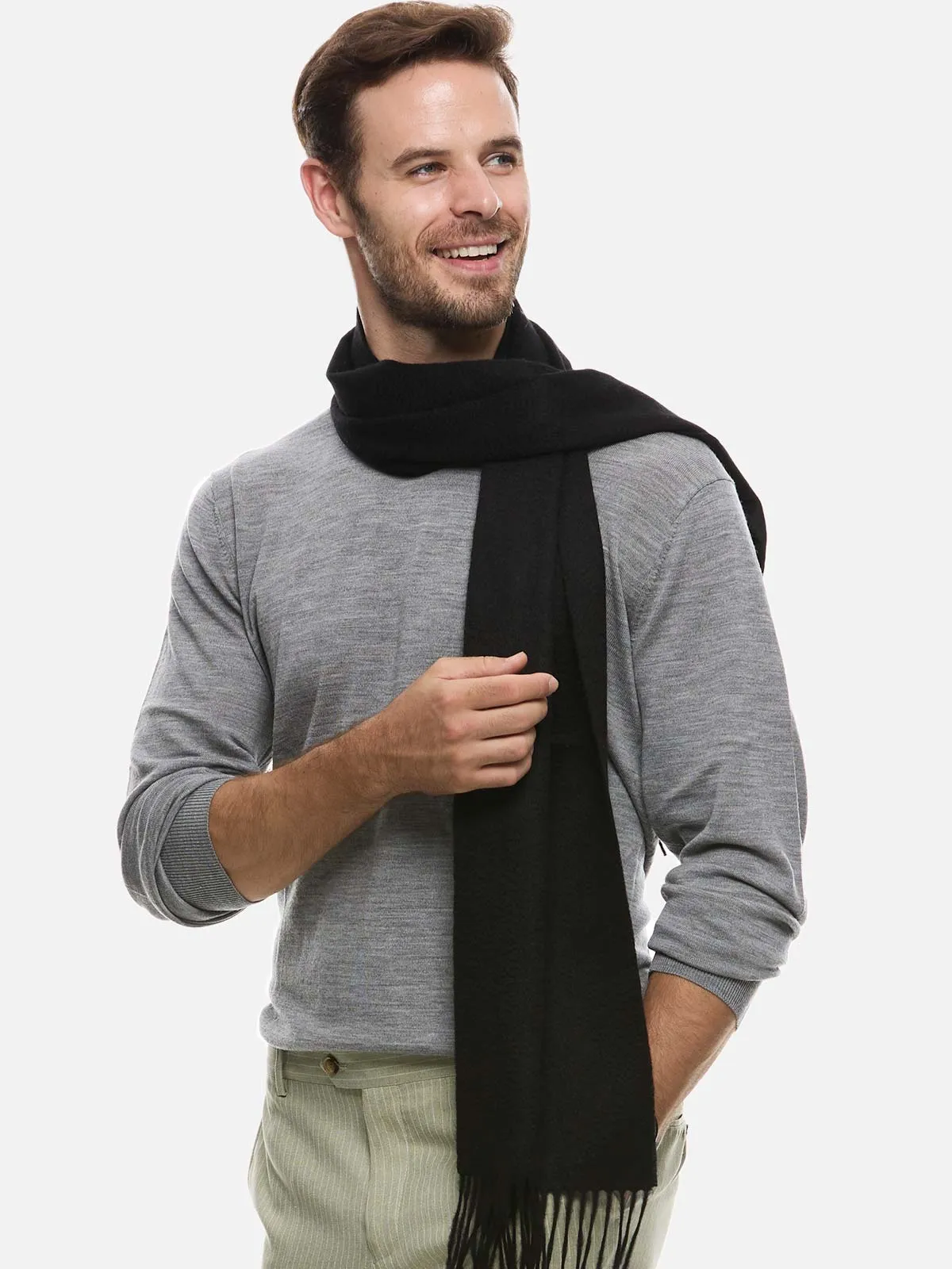 Black Mens Cashmere Scarf