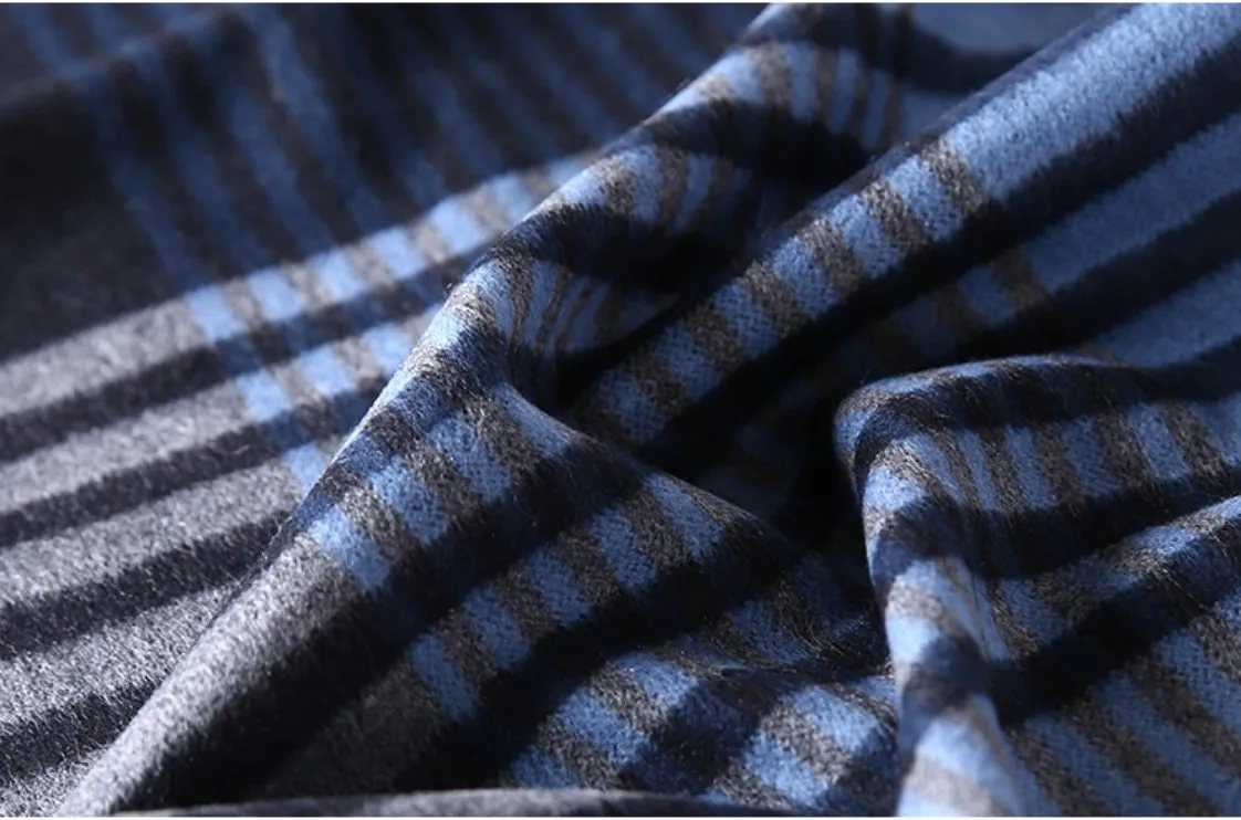 Blue Grey Tartan Eco Scarf - Softer than Cashmere 100% Silk