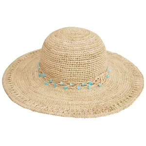 Boardwalk Style - Raffia Sun Hat with Turquoise Beads