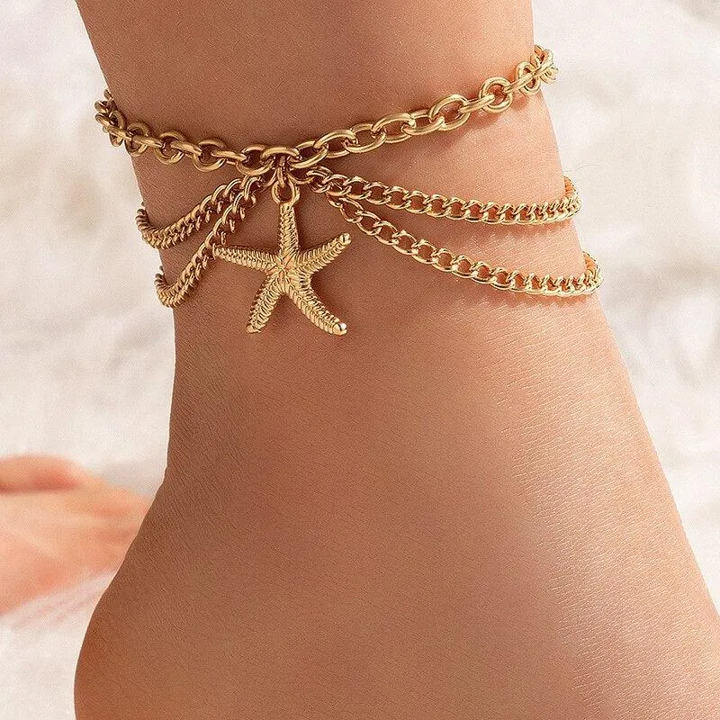 Boho Gold Silver Chain Anklet