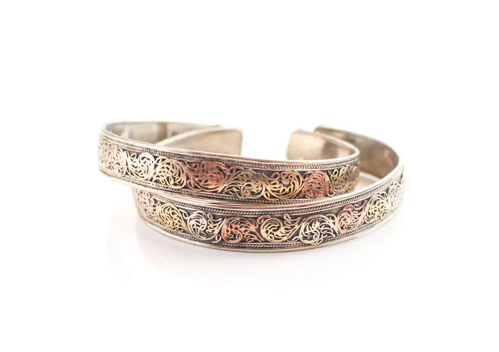 Brass and Copper Filigree Carving Handmade Unisex Bracelet