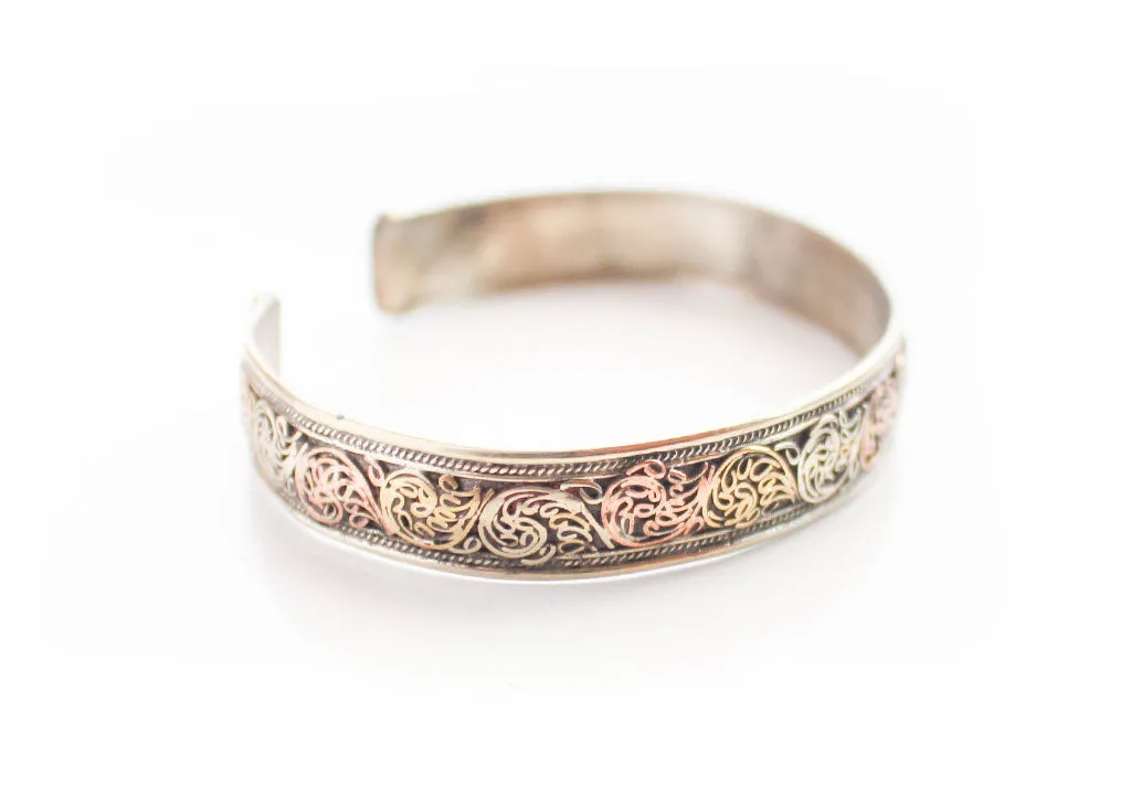 Brass and Copper Filigree Carving Handmade Unisex Bracelet