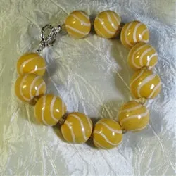 Bright Bold Yellow Fair Trade Kazuri Large Bead Bracelet