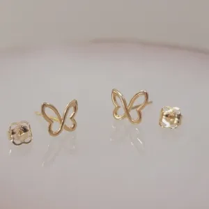 Butterfly Earrings, 14k Gold Stud Earrings, Dainty Cute Earrings, Minimalist Earrings