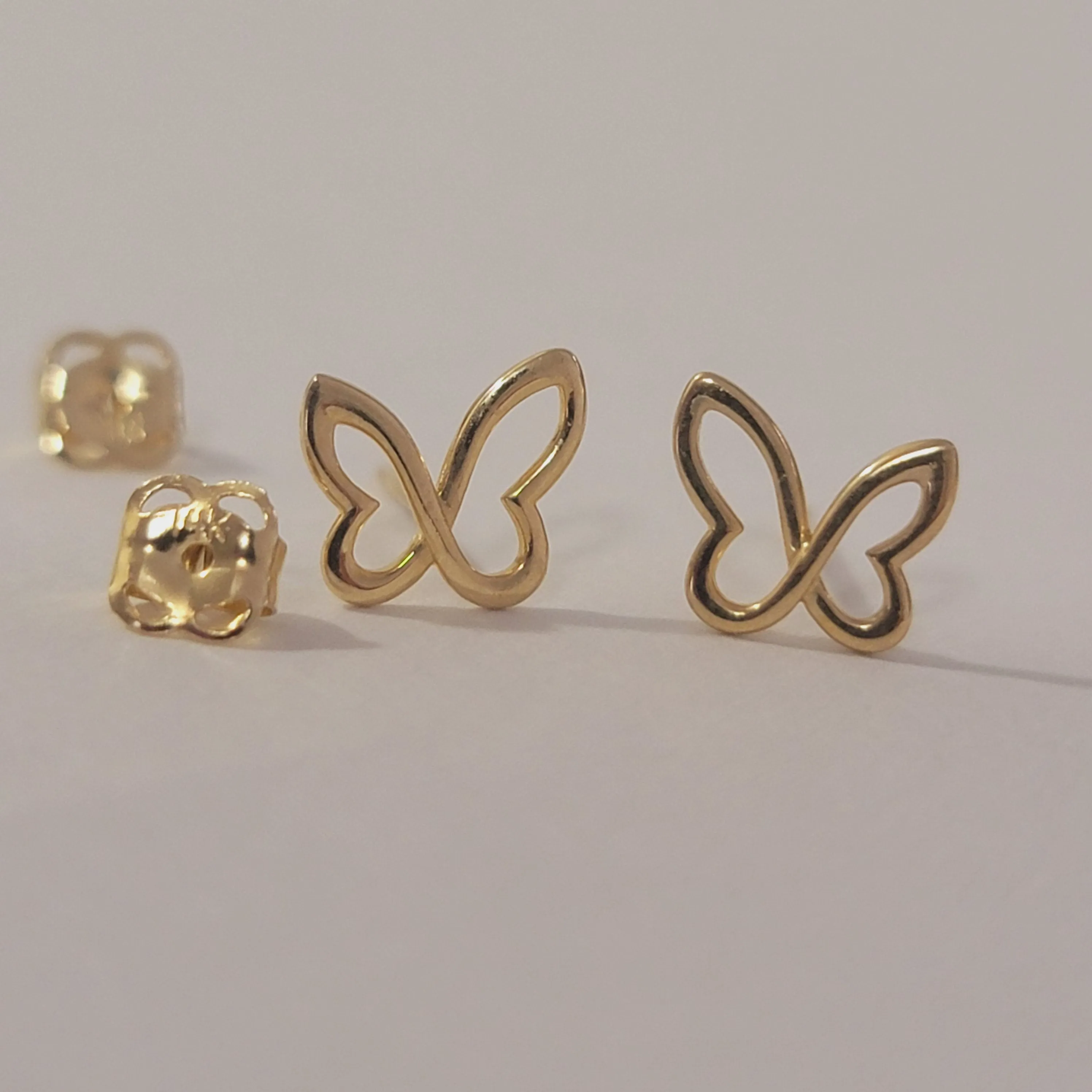 Butterfly Earrings, 14k Gold Stud Earrings, Dainty Cute Earrings, Minimalist Earrings