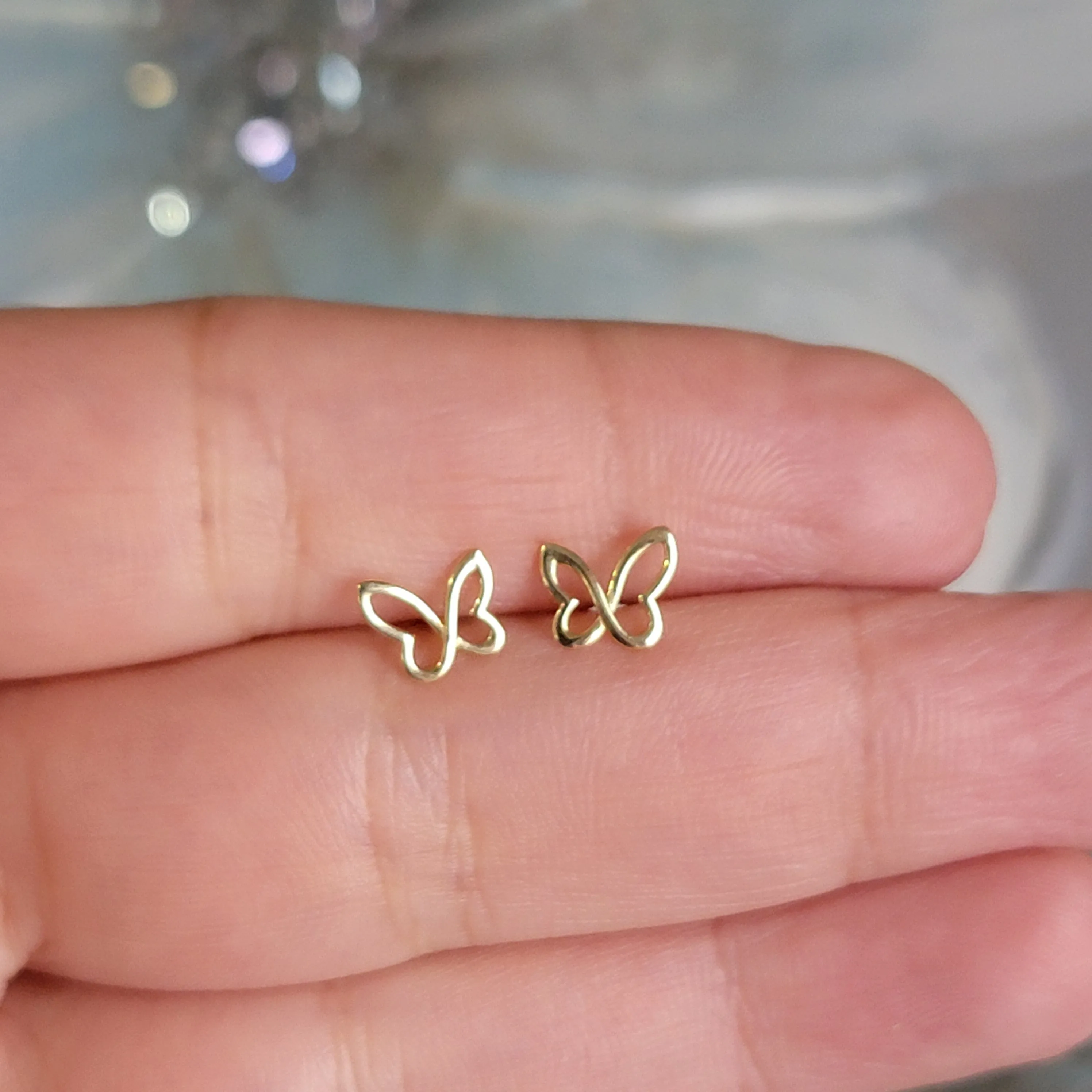 Butterfly Earrings, 14k Gold Stud Earrings, Dainty Cute Earrings, Minimalist Earrings