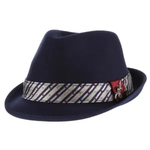 Carlos Santana Hats Notes Crushable Wool Felt Trilby Hat - Royal Blue