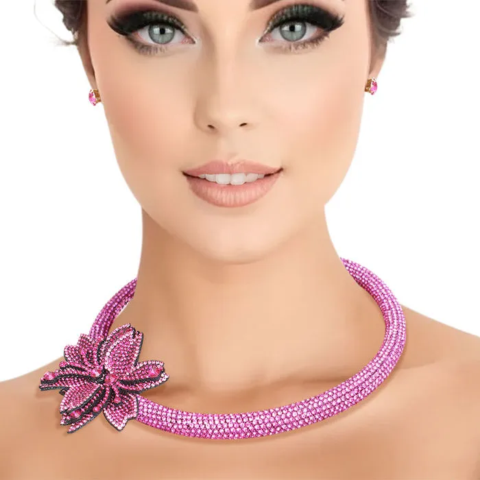 Choker Bling Pointed Flower Set for Women