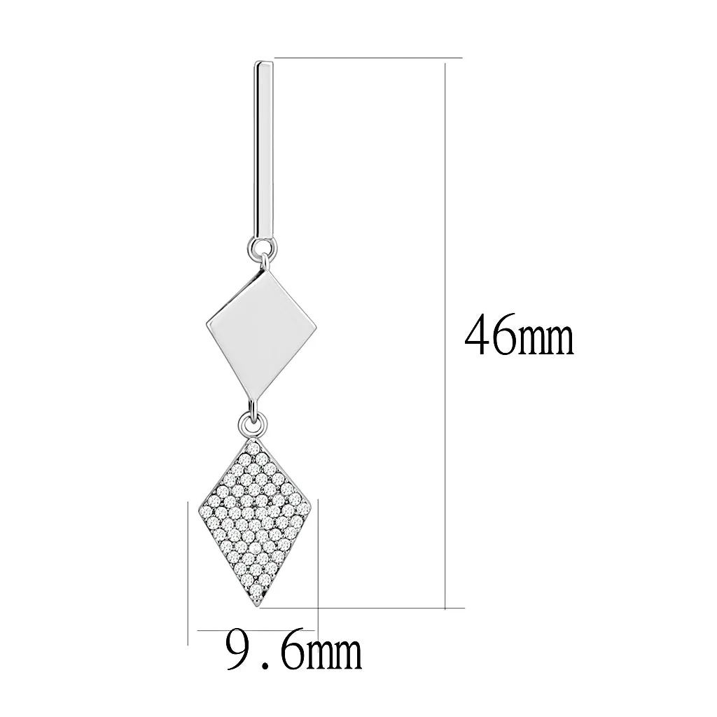 CJ194 Wholesale Women's Stainless Steel AAA Grade CZ Clear Double Diamonds Earrings