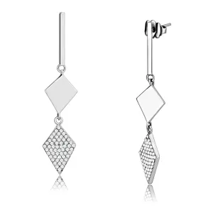 CJ194 Wholesale Women's Stainless Steel AAA Grade CZ Clear Double Diamonds Earrings