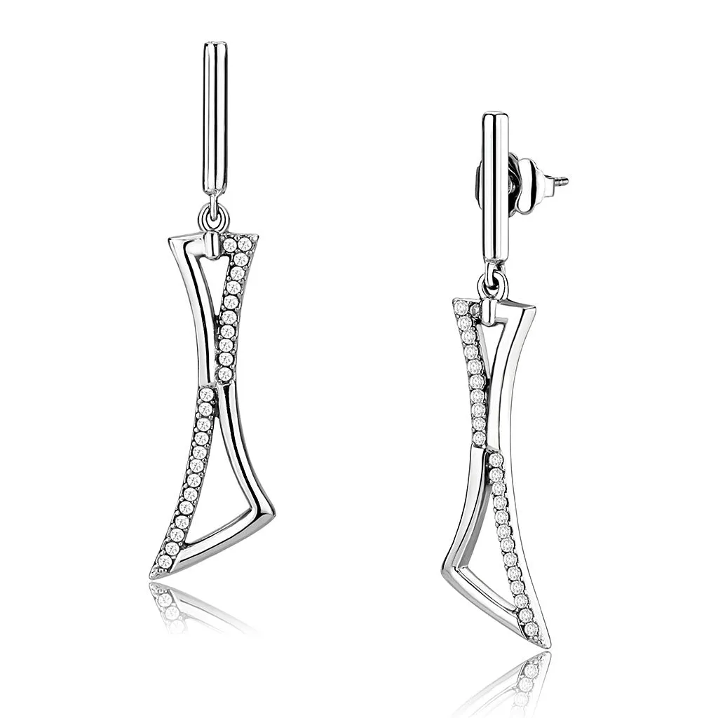 CJ372 Wholesale Women's Stainless Steel AAA Grade CZ Clear Drop Earrings