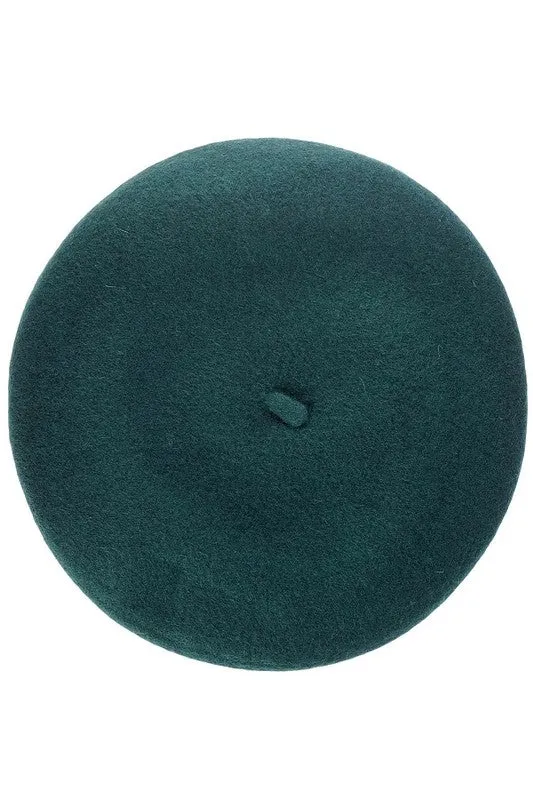 Classic Wool Beret in Hunter Green