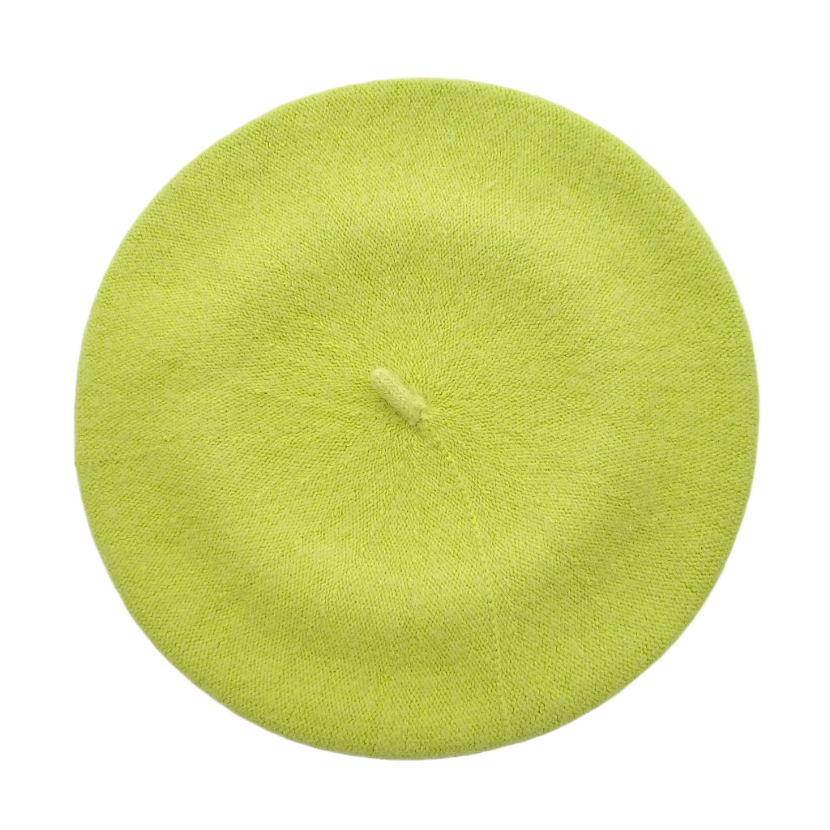 Classic Wool Beret in Lime