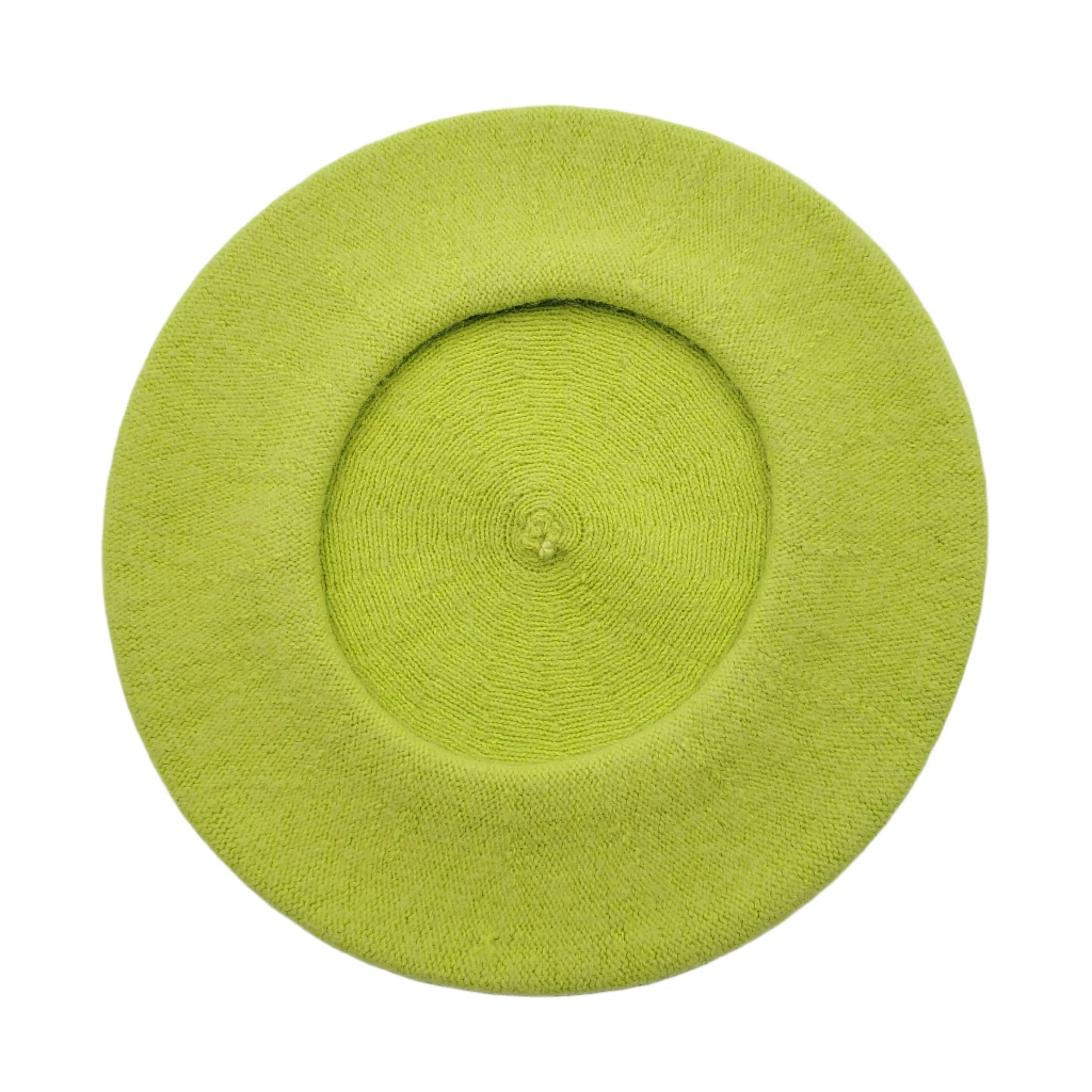 Classic Wool Beret in Lime