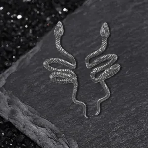 Coiled Wild Snake Stainless Steel Ear Cuffs