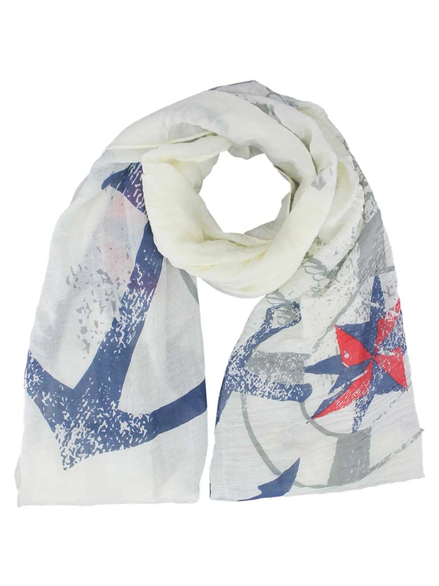 Colorful Anchor & Compass Print Lightweight Scarf