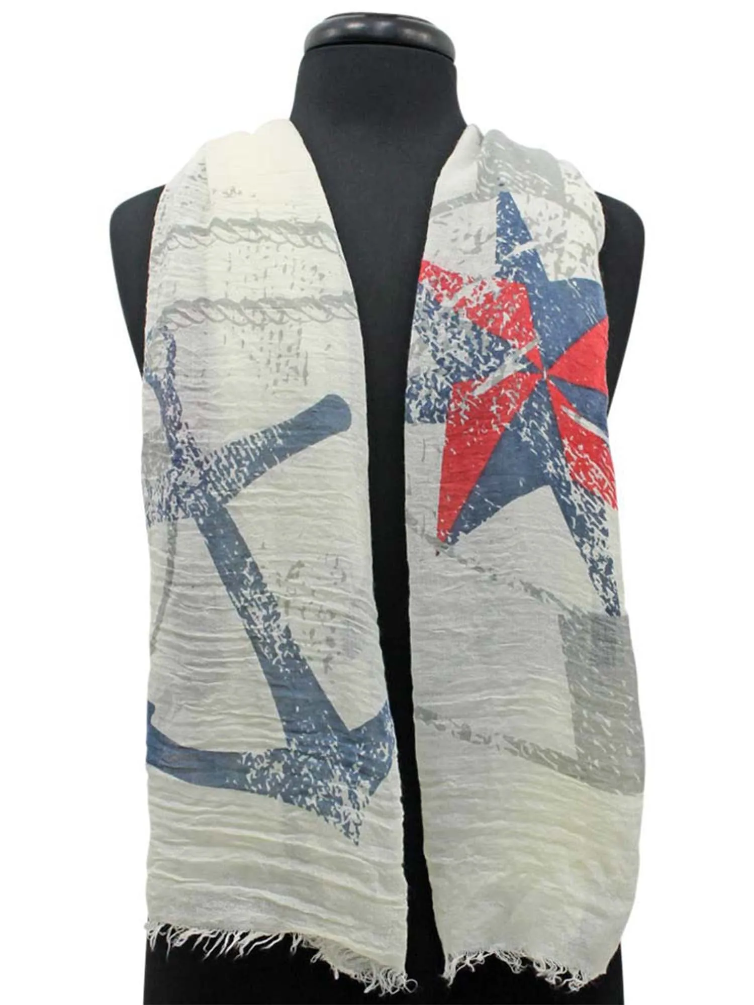 Colorful Anchor & Compass Print Lightweight Scarf