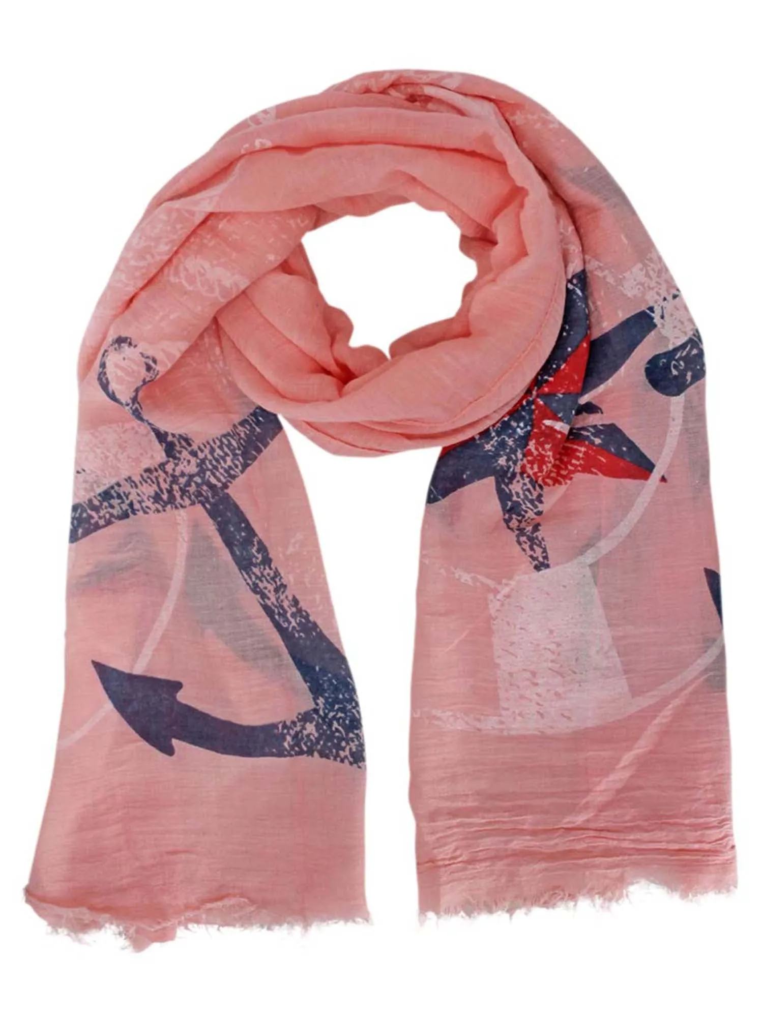 Colorful Anchor & Compass Print Lightweight Scarf