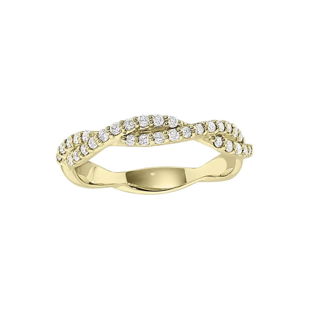 Common Prong Twisted Crisscross Diamond Band