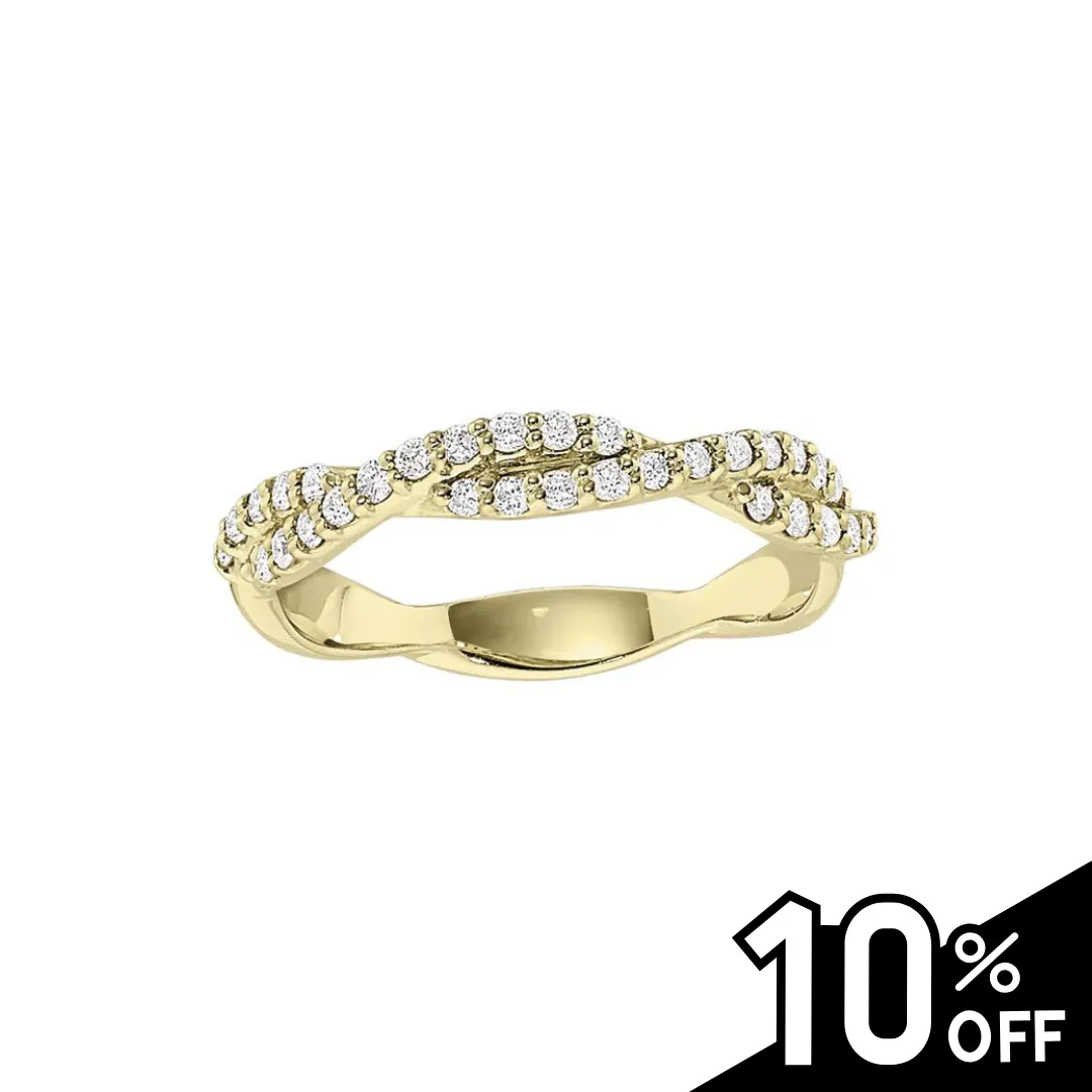 Common Prong Twisted Crisscross Diamond Band