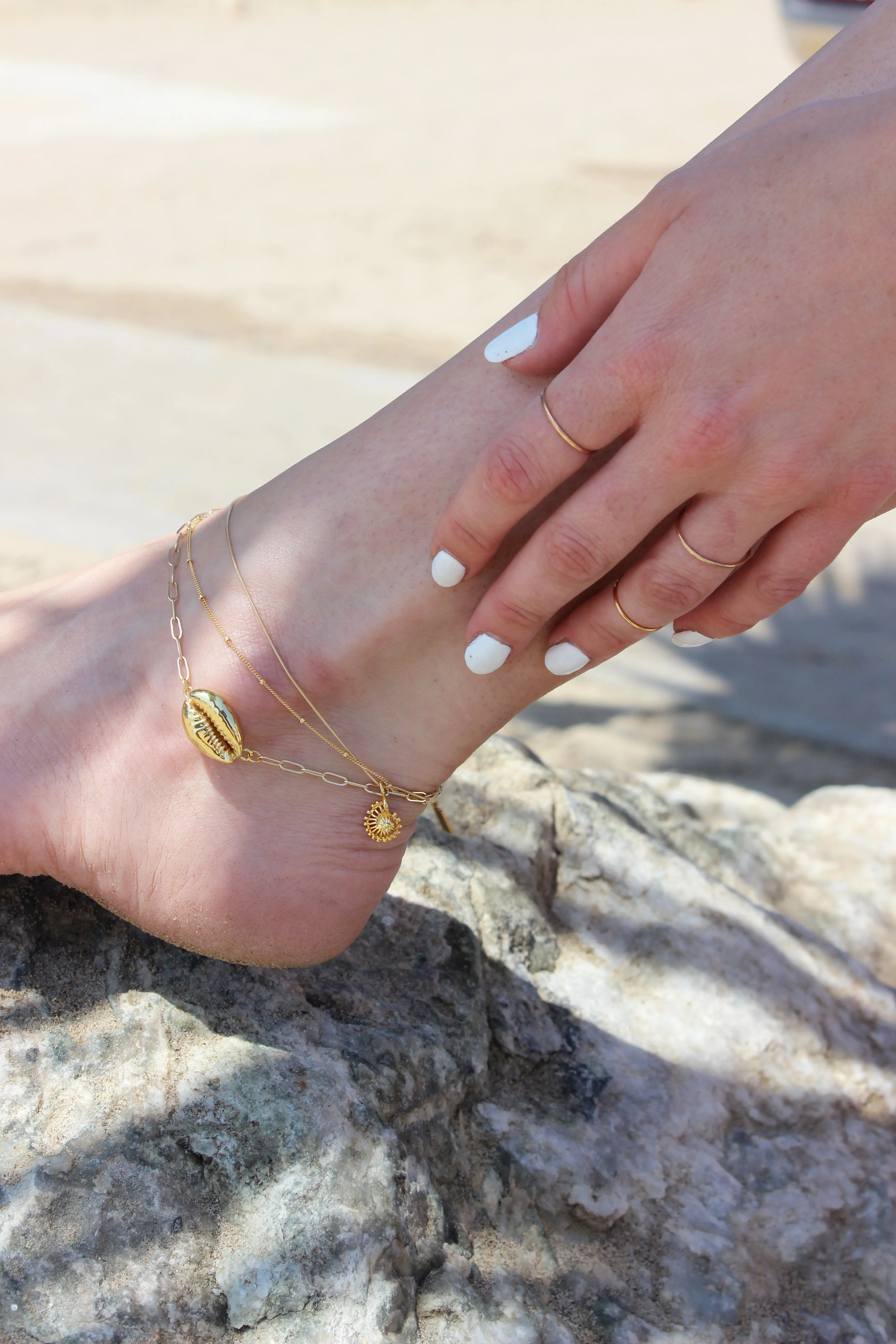 Cove // Fan Shell Anklet, Silver or Gold, Quality Jewelry, Summer Anklets // BH-A001